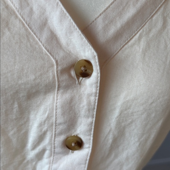 Pact Cream Button-Down Midi Dress Organic Cotton Linen Sz M Chic Cottagecore - Picture 5 of 12